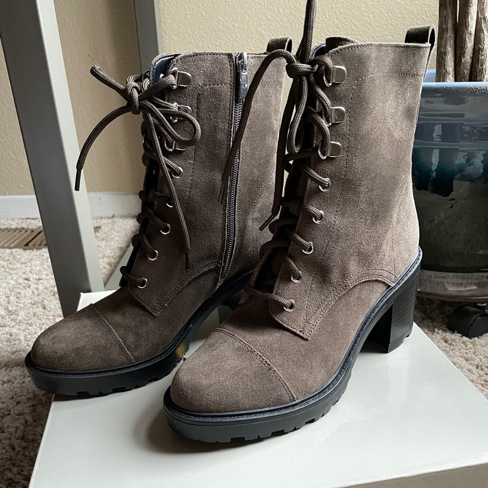 Marc Fisher Suede Leather Lace Up Combat Boots